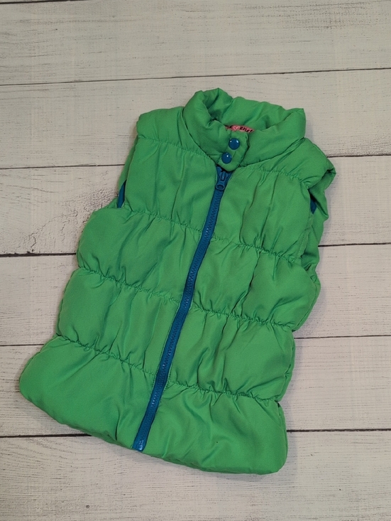 Other - Green Puffer Vest with Blue Zip